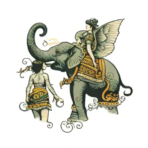 Elephant And Woman