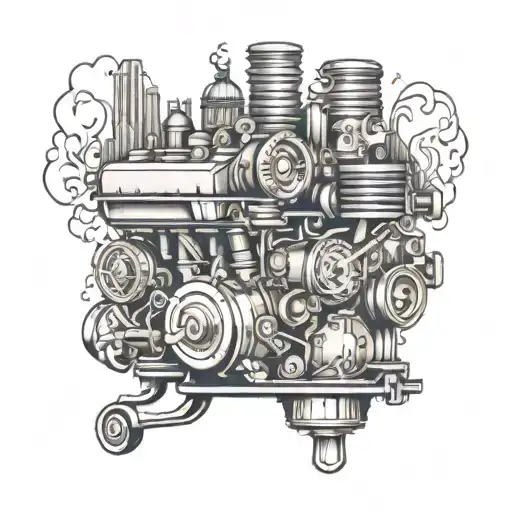 Car Engine In A Old City Skyline