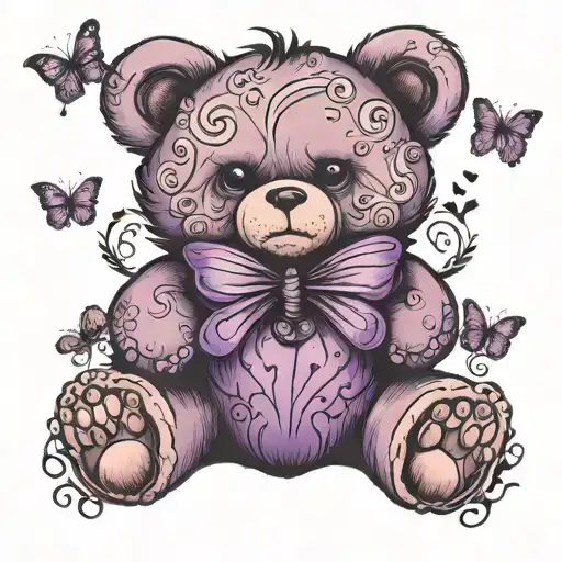 Teddy Bear With Purple Butterfly