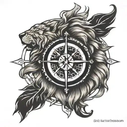 Nordic Compass With Lion Head