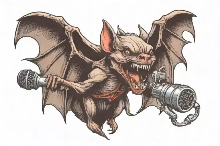 A Vampire Bat Biting A Microphone