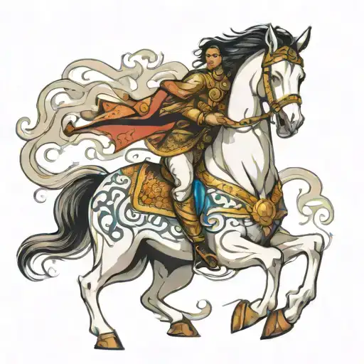 Kalki Avatar On A White Horse Galloping