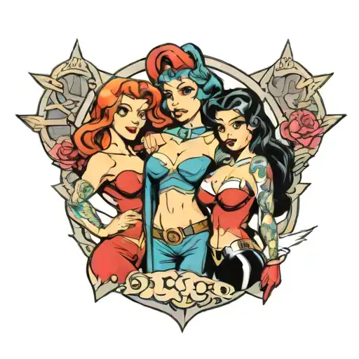 All Female Super Friends Sexy Pose