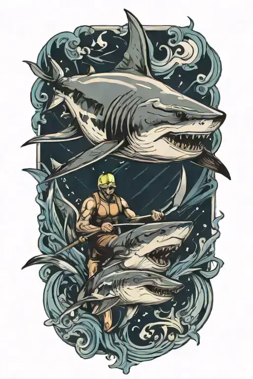 Swimmer And Shark