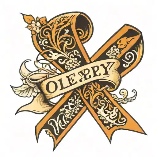 Bone Cancer Ribbon With The Name Oleary Going Through It
