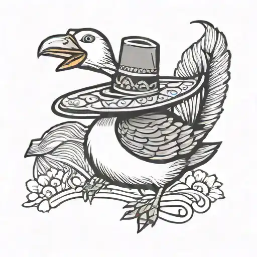 Simple Goose Cartoon With Sombrero And Bandolier