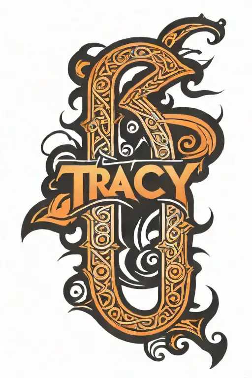 The Word Tracy Written In A Tribal Font