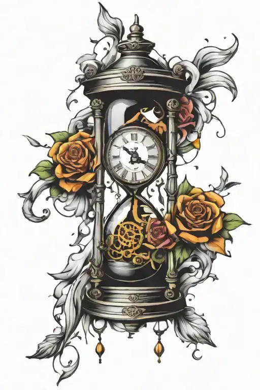 Intricate Broken Hour Glass With Clocks As Coins Spilling