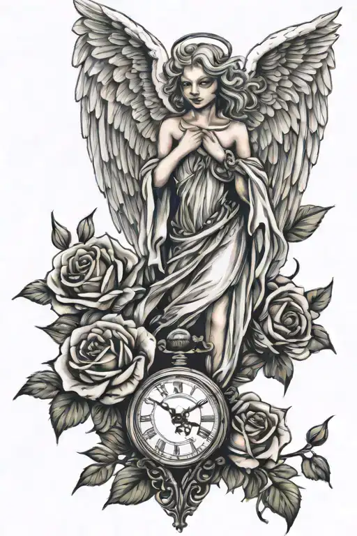 Angel And Watch And Roses