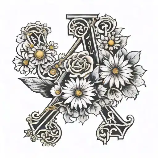 Roman Numerals Of 4 22 Surrounded By Daisys