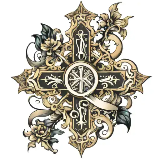 Christian Cross With Yahweh Integrated