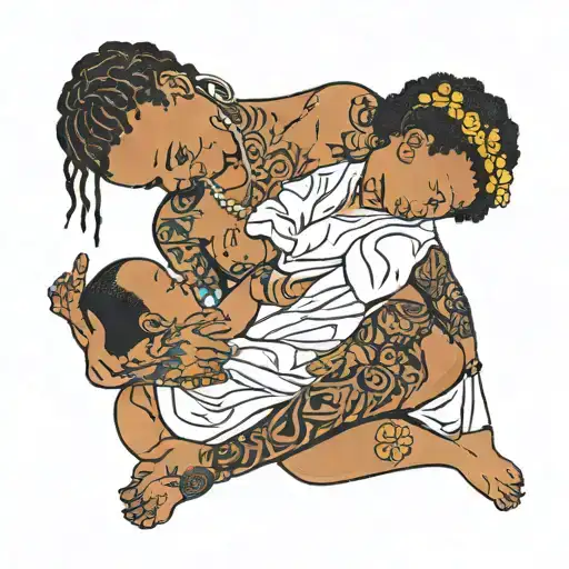 Nude Slim European Teenage Girl Nursing Two Black Babies