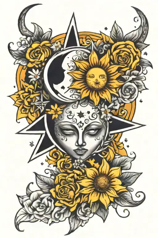 Sun Moon Stars Flowers Love
