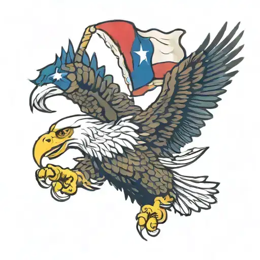 Eagle Carrying A Texas Flag