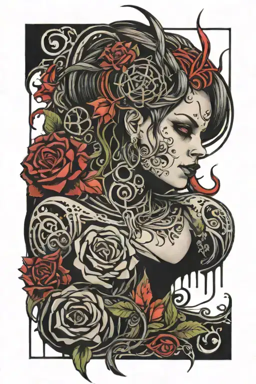 Goth Black Lines Spraying Spreading Around Traditional Color