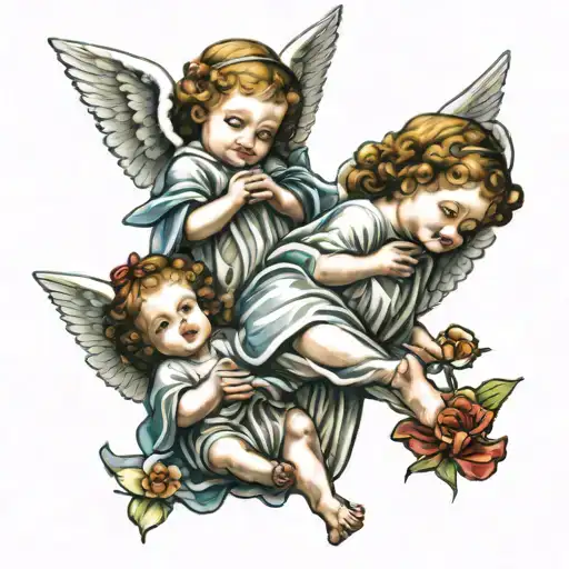 Cherub Baby Angels And Virgin Mary