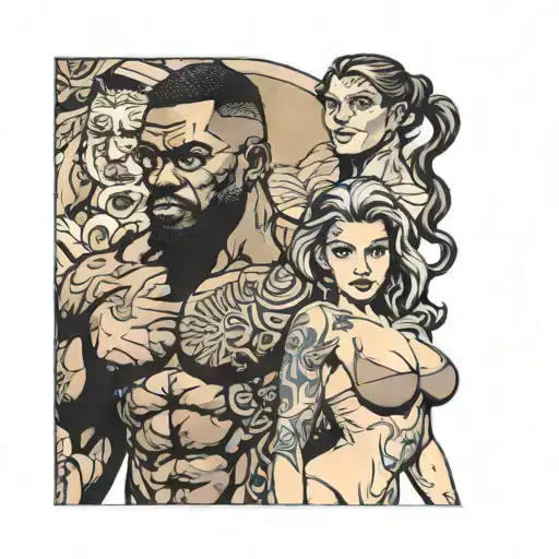 Black Muscular Man Surround Nude Brown Hair Nerdy White Girl