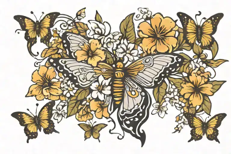 The Word 16K And Jasmine Flowers And Butterflies Indian Style No Leaves