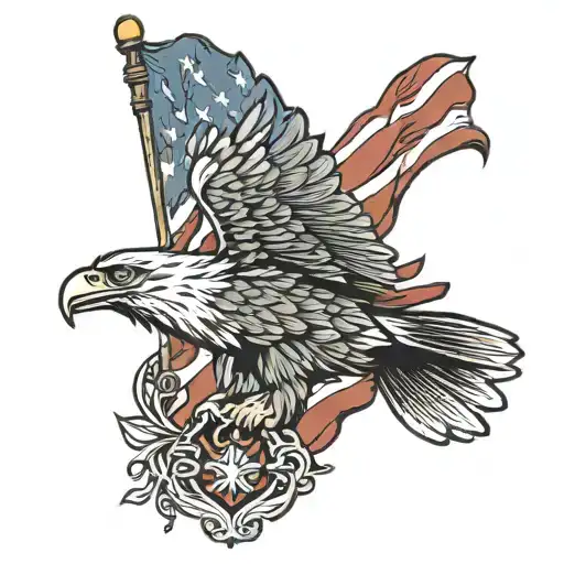Eagle Over Vertical Flag Intertwined