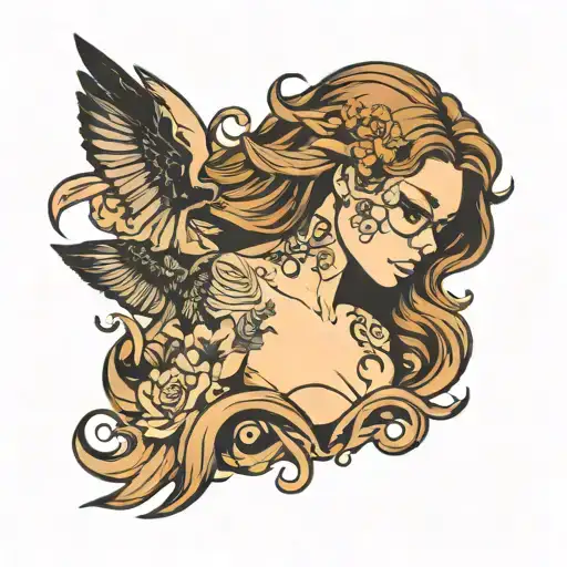 Black Only Tattoo On Nude Brown Hair Nerdy White Girl