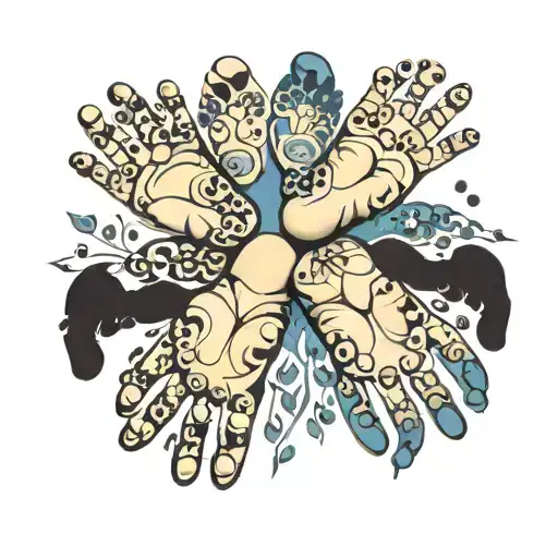 Baby Hands And Feet Prints Arranged