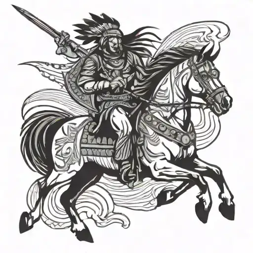 Native American Warrior Horseback