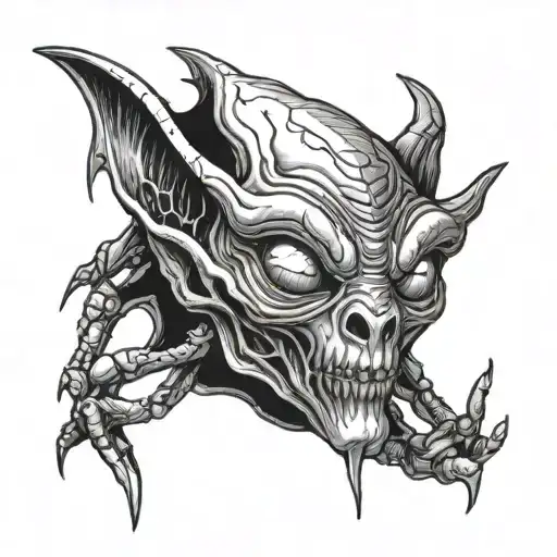 Tattoo Of An Alien Head On Arm