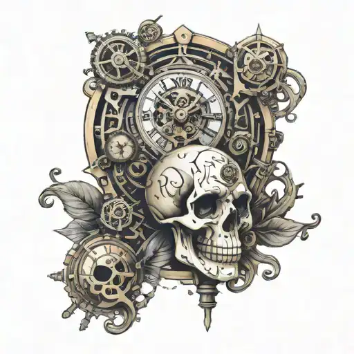 Steampunk Clock With Skull
