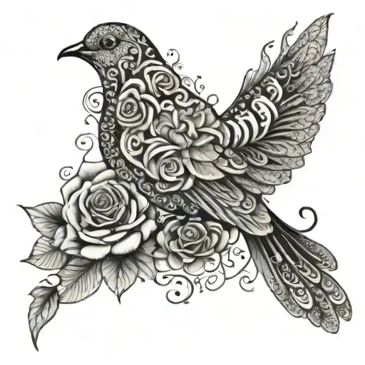 Zentangle Dove With Roses