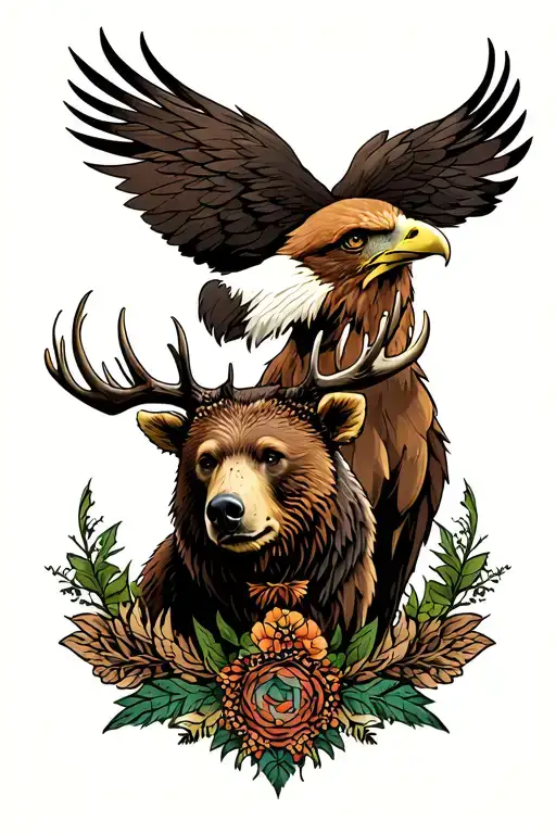 Bear And Deer And Eagle