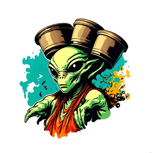 Alien With Buckets In His Head