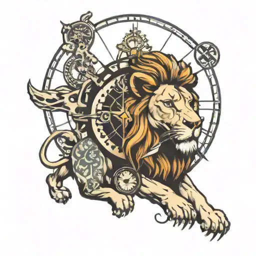 Lion With Compass And Broken Clock