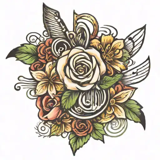 Flower And Music Notes Intertwined