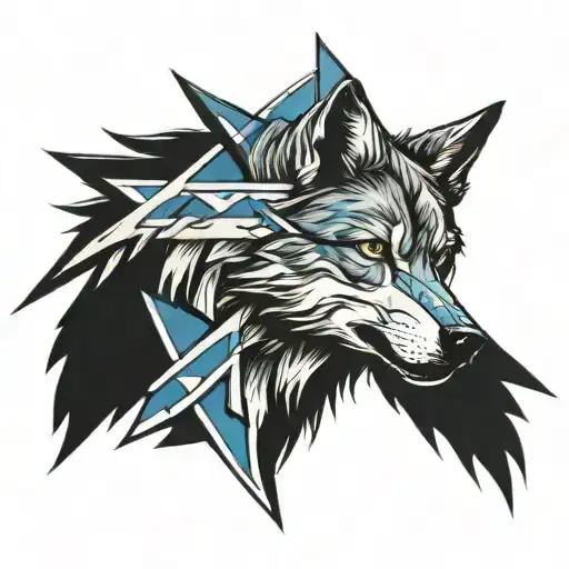 Wolf With Saltire Front Facing Forward