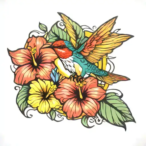 Manly Chest Hummingbird Hibiscus Geometric