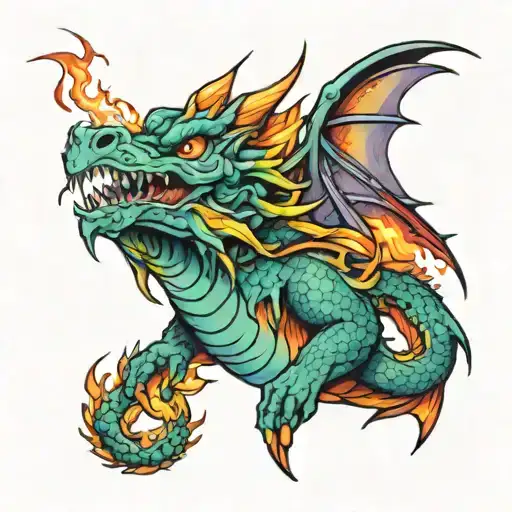 Trans Dragon Breathing Rainbow Fire