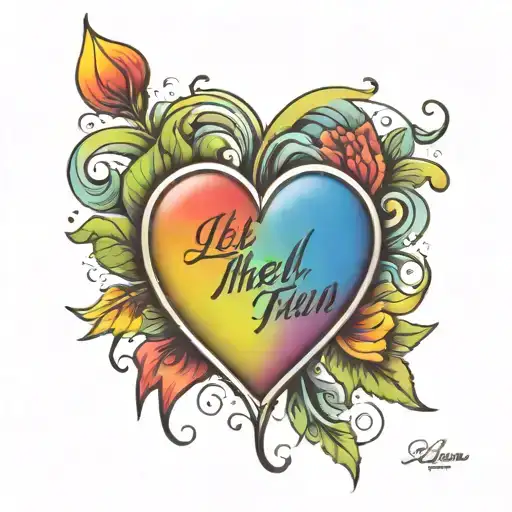 Fancy Rainbow Heart With Fancy Text Let Them