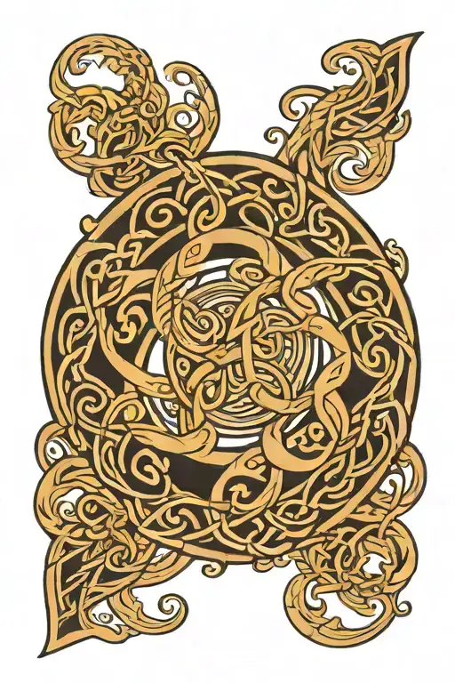 Celtic Knotwork Intertwined Ocean Waves