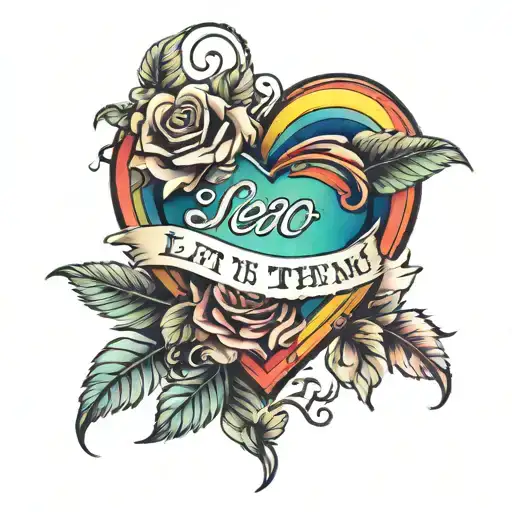 Fancy Rainbow Heart With Roses With Fancy Text Let Them