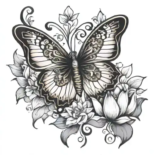 Butterfly Travel Lotus Flower