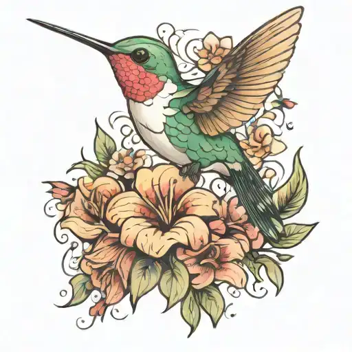 Hummingbird And Flowers Wrapped