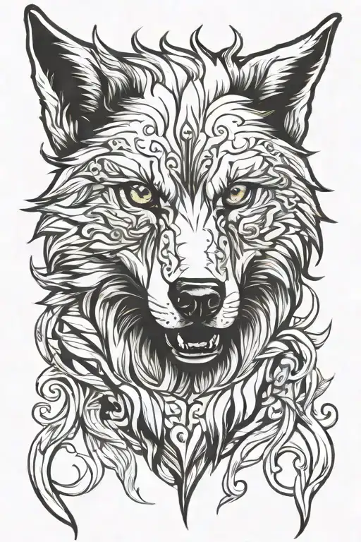 Light And Dark Wolf Head