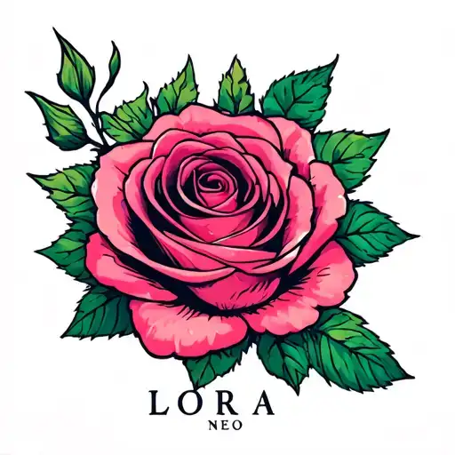 Rose Integrated With The Name Lora