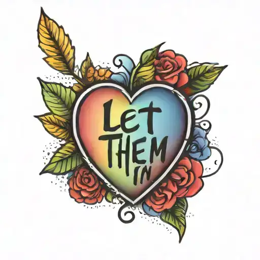 Rainbow Heart With Text Let Them In Rainbow Colors