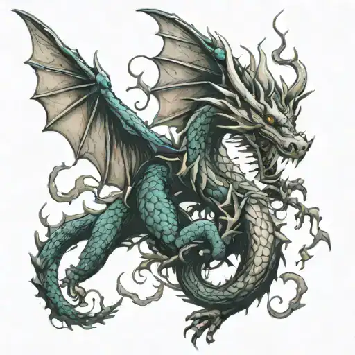 Winged Dragon Wrapped Around Tree