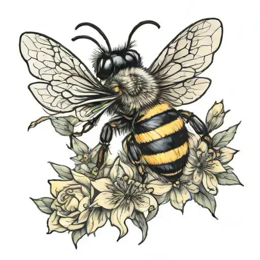 Realistic Bee Collecting Nectar