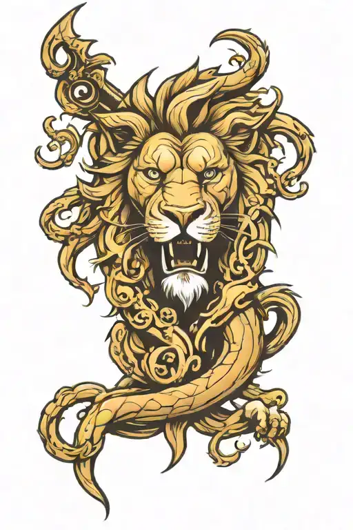 Trident Is In Above With A Lion Roaring Face Morphing