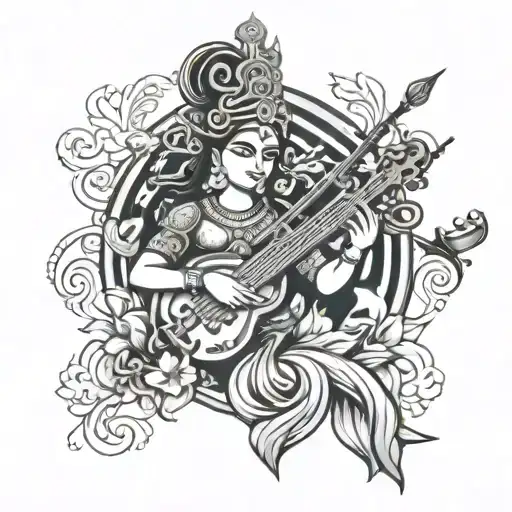 Goddess Saraswathi Elements Abstract