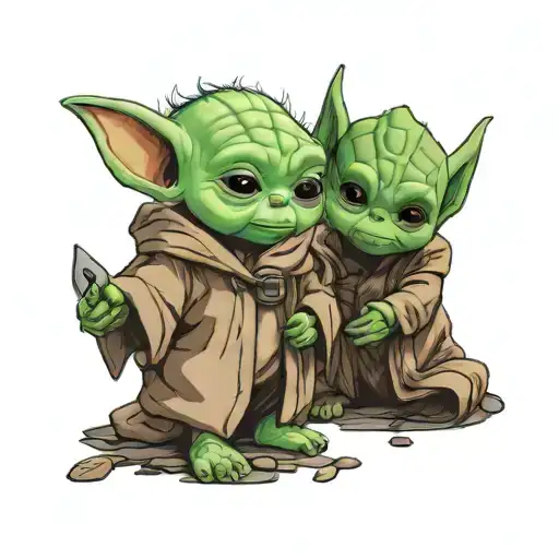 Baby Yoda And Baby Groot Tattoo