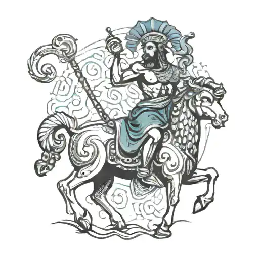 Aquarius Water Bearer Riding Aries Ram Standing